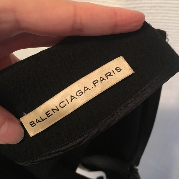 Balenciaga Leather Wool Stretch Pencil Midi Skirt - Picture 7 of 8